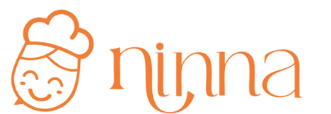 Logotipo oficial da Ninna: ilustração da chef sorrindo ao lado do nome Ninna em tom laranja