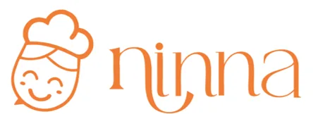 Logotipo oficial da Ninna: ilustração da chef sorrindo ao lado do nome Ninna em tom laranja
