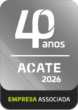 Selo de Empresa Associada à ACATE 2026, comemorativo de 40 anos da Associação Catarinense de Tecnologia.
